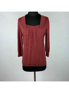 The Limited Sweater Womens L Knit Striped Merino Wool Acrylic 3/4 Sleeves Office